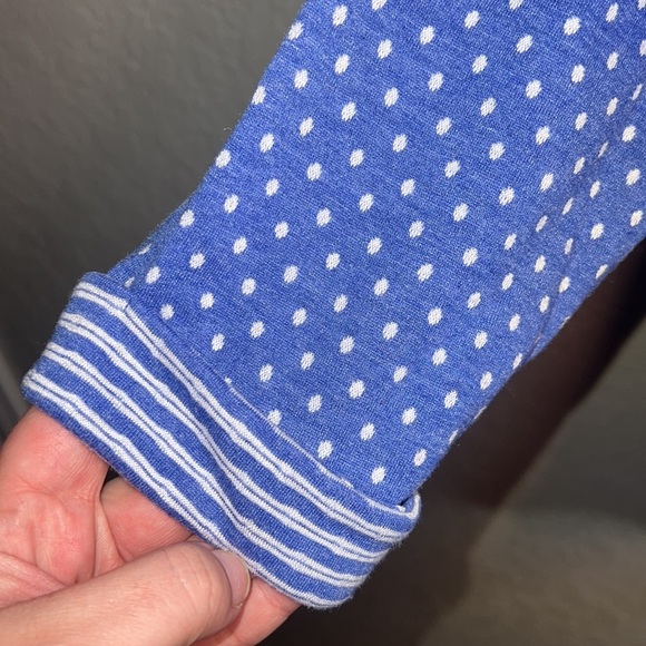 Talbots BNWOT Blue and White Polka Dot/Striped 3 Quarter Inch Sleeve Top - Picture 4 of 6